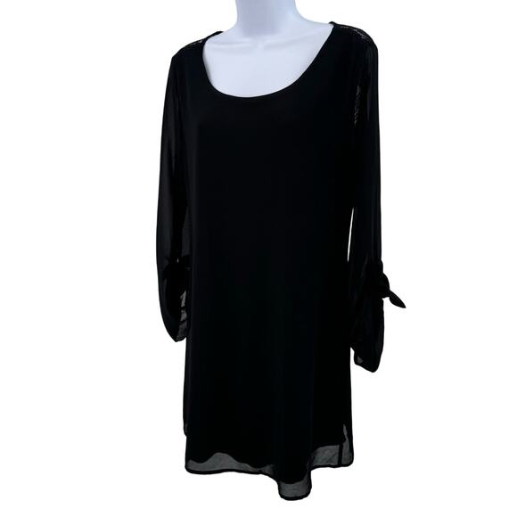 Speechless Black Lace Back Roll Tab Shift Mini Dress Juniors Medium Long Sleeve - Picture 4 of 10